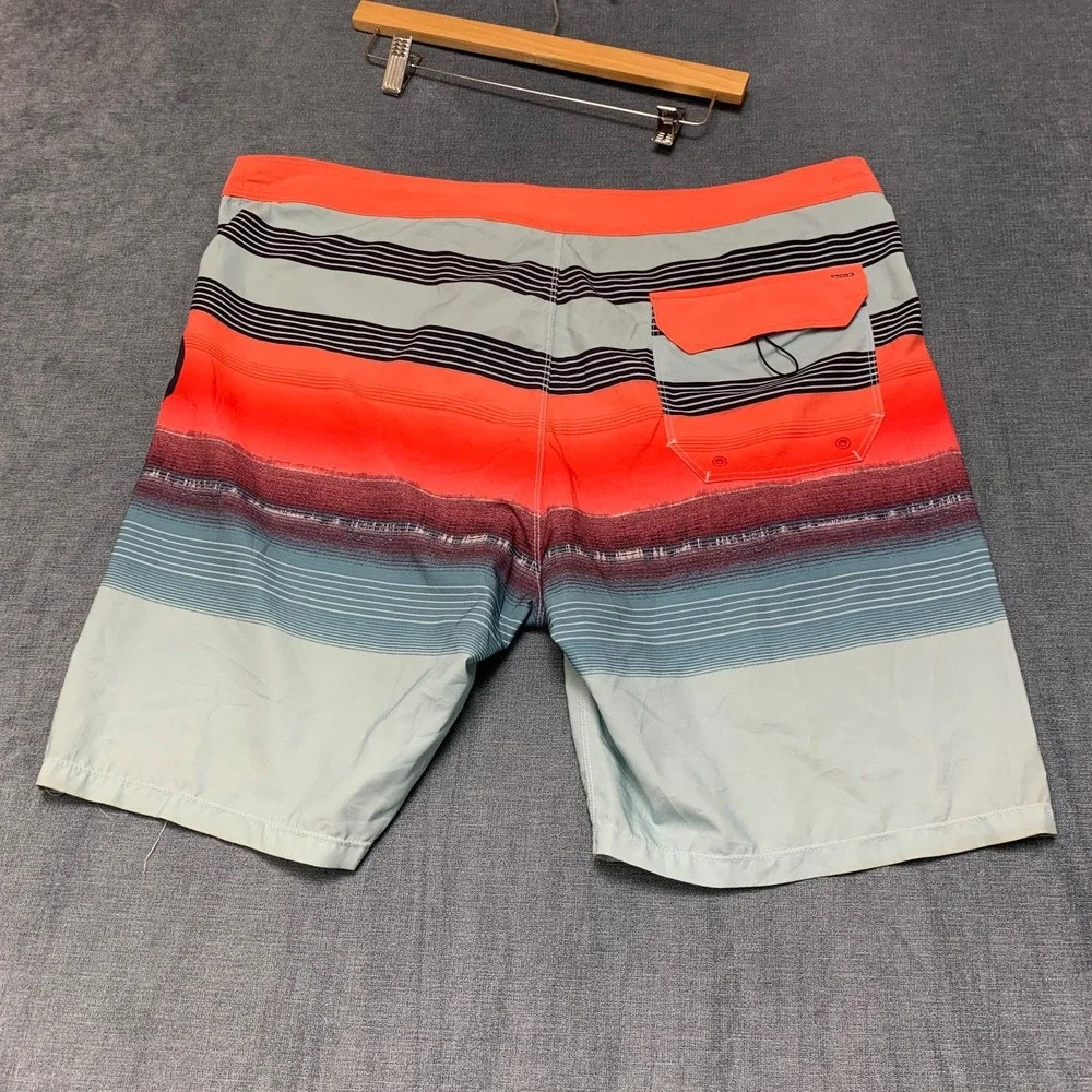 Hurley Board Shorts Men 38 Multicolor Straight Leg Drawstring Waist Summer Beach